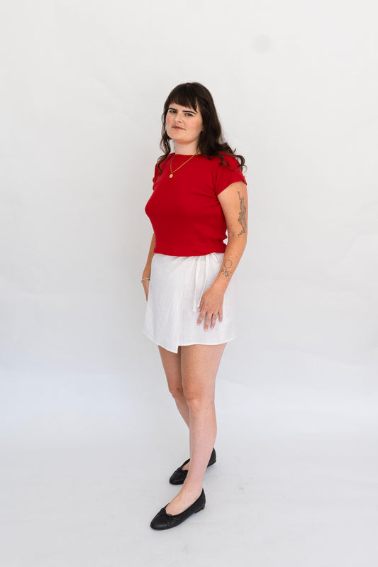 Madeline Baby Tee | Red Pointelle