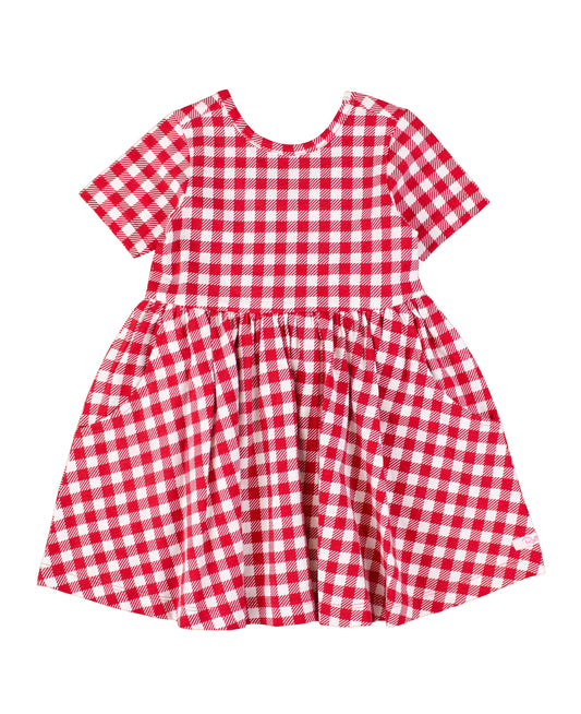 Red Gingham Twirl Dress