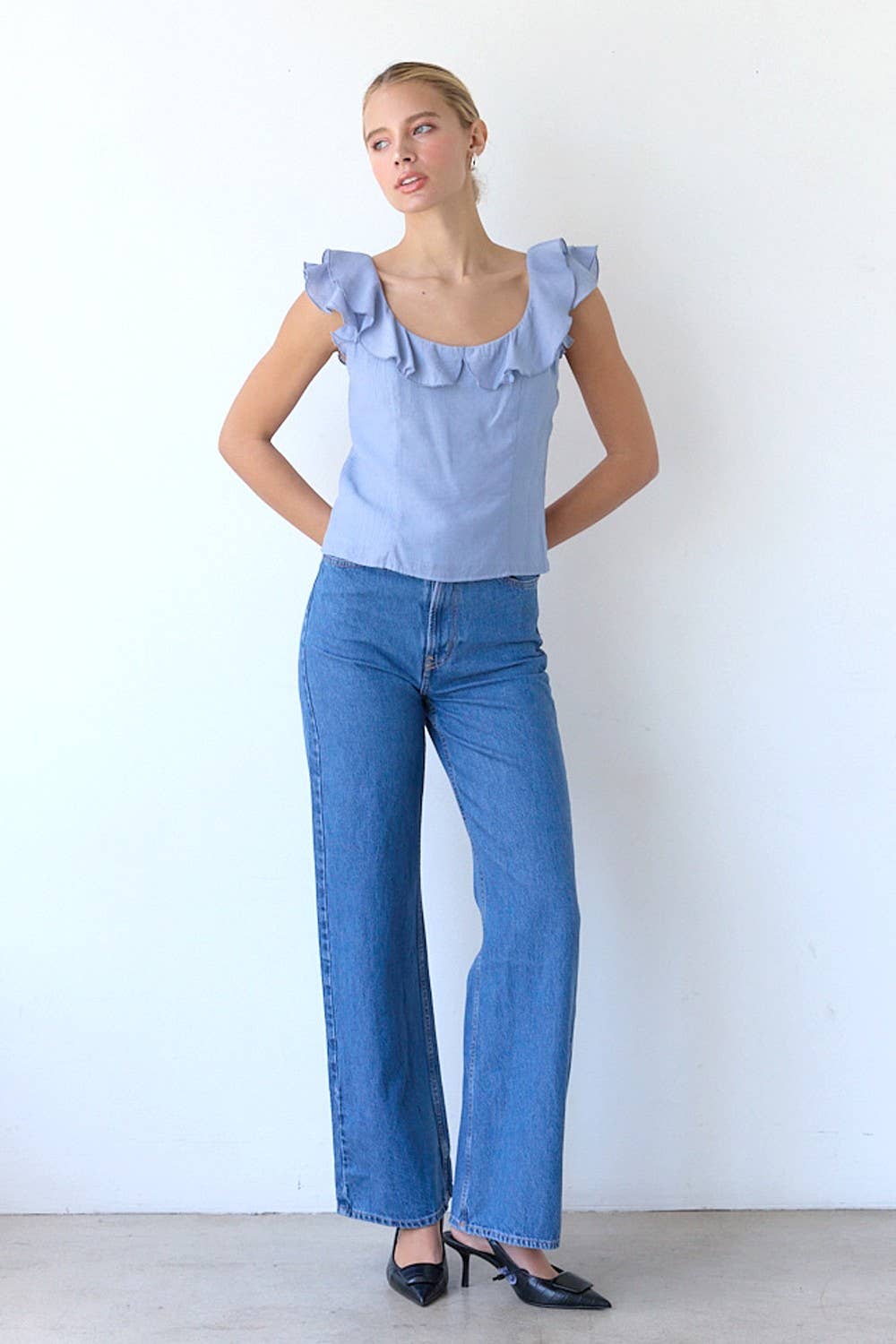 Ruffle Neckline Top