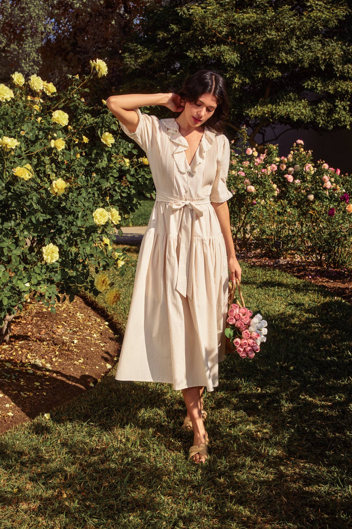 Puff Sleeve Button Down Maxi Dress