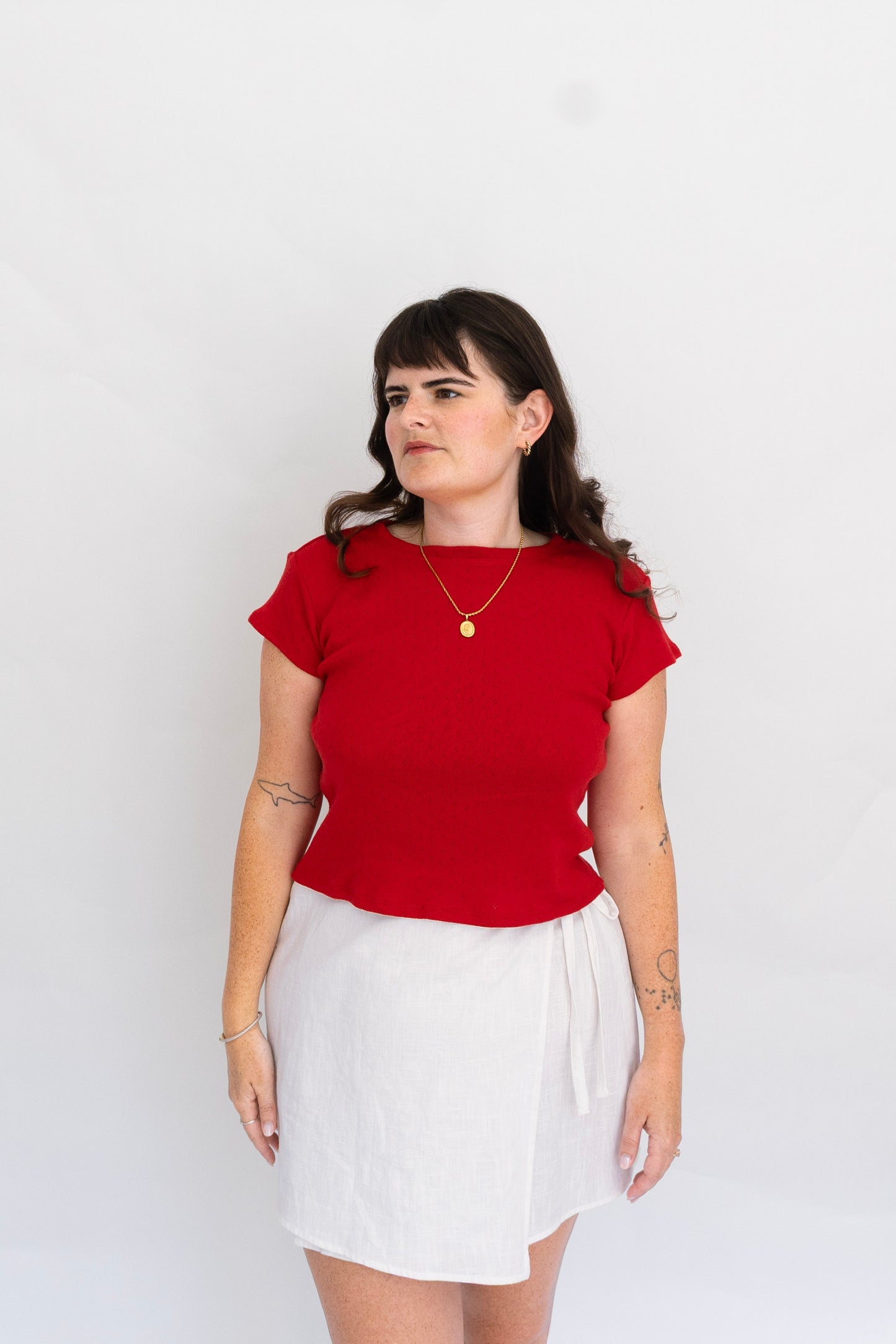 Madeline Baby Tee | Red Pointelle