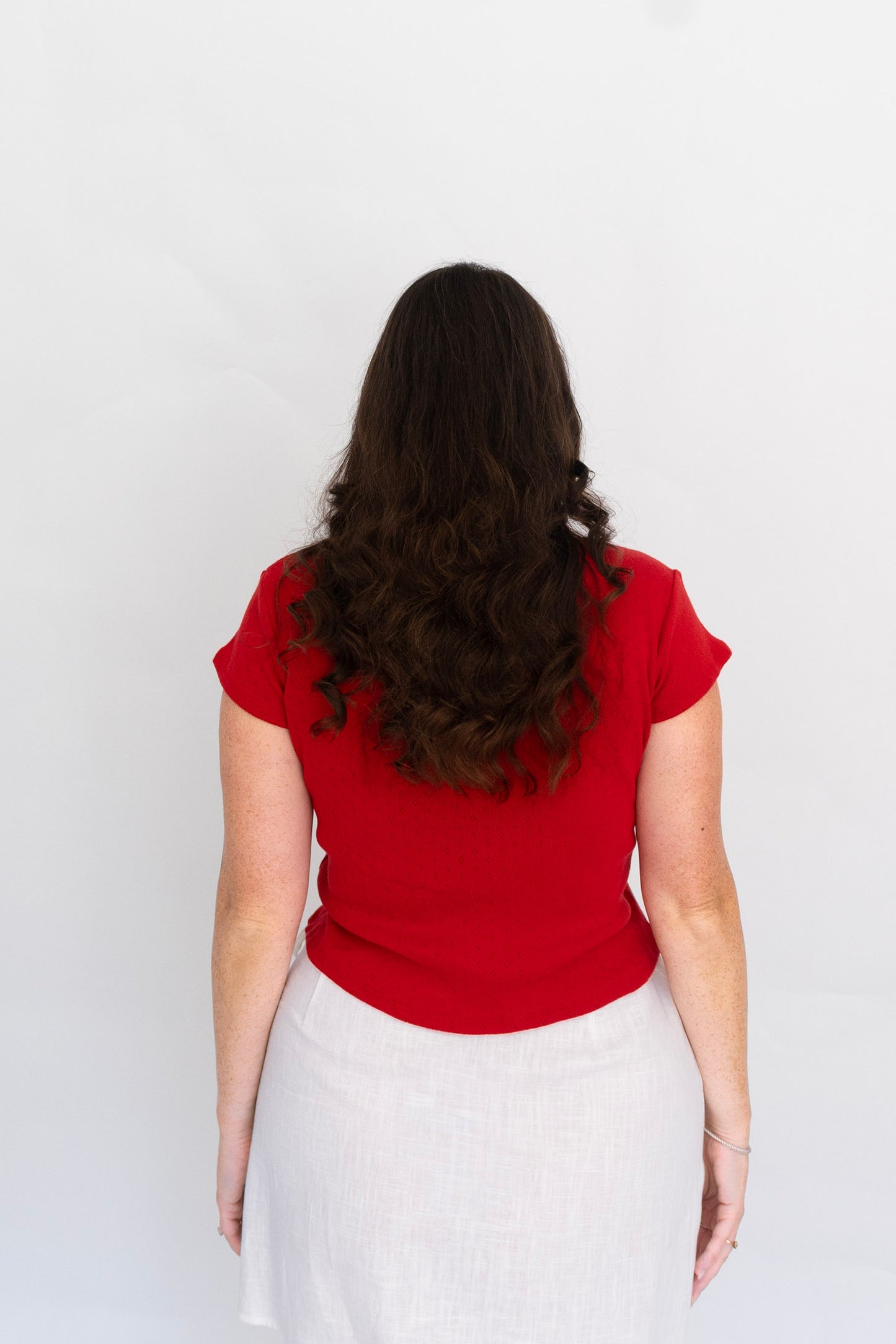 Madeline Baby Tee | Red Pointelle