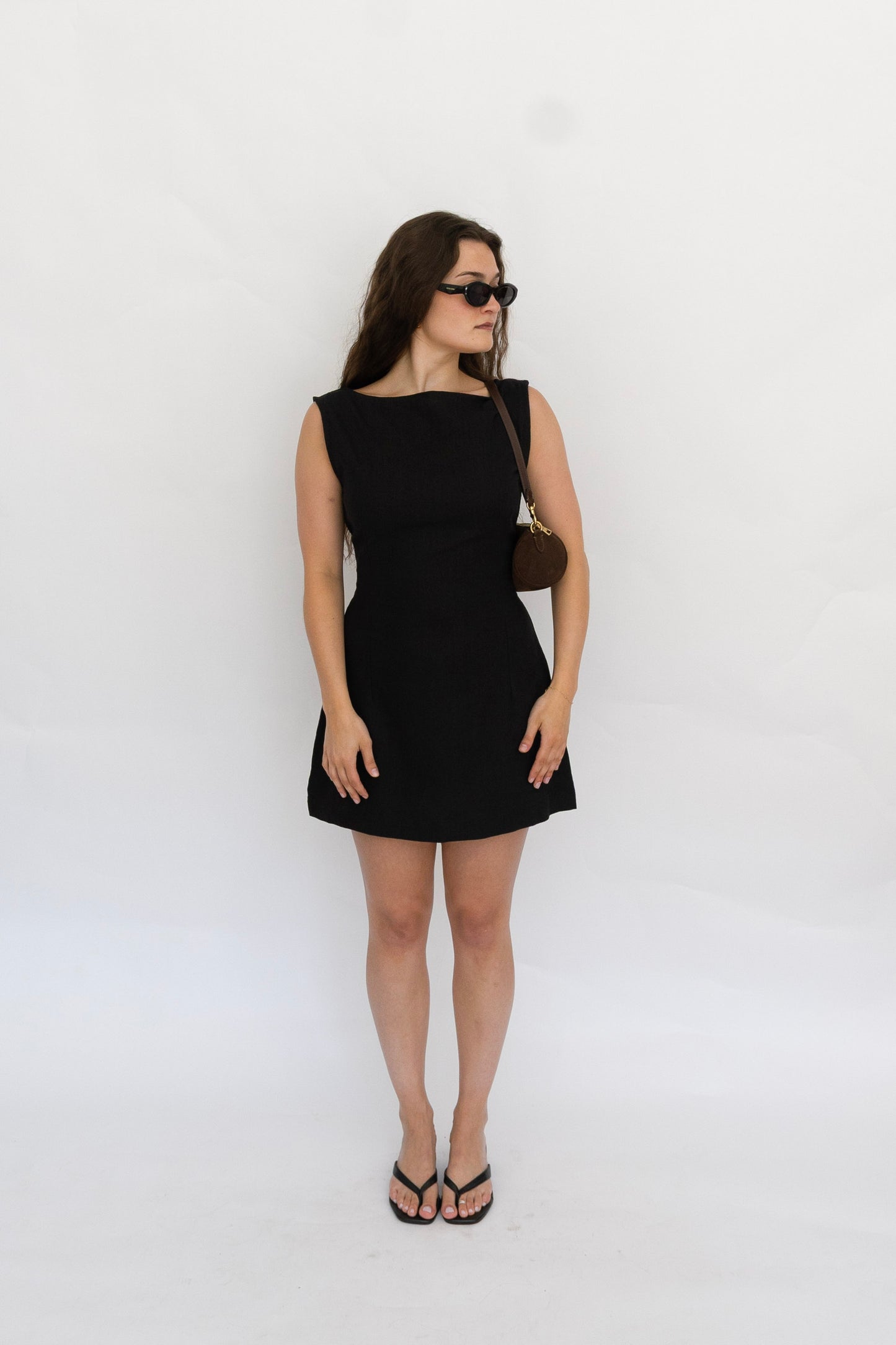 Kate Linen Mini Dress | Black