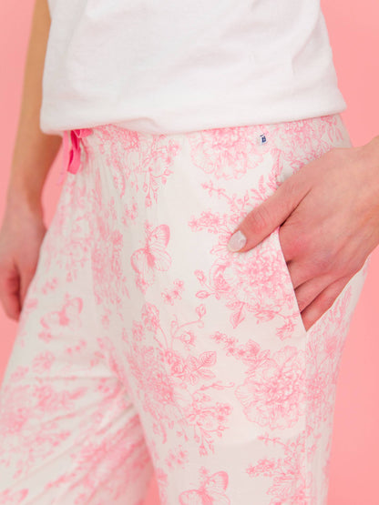 Pink Toile Pajama Pants for Mom
