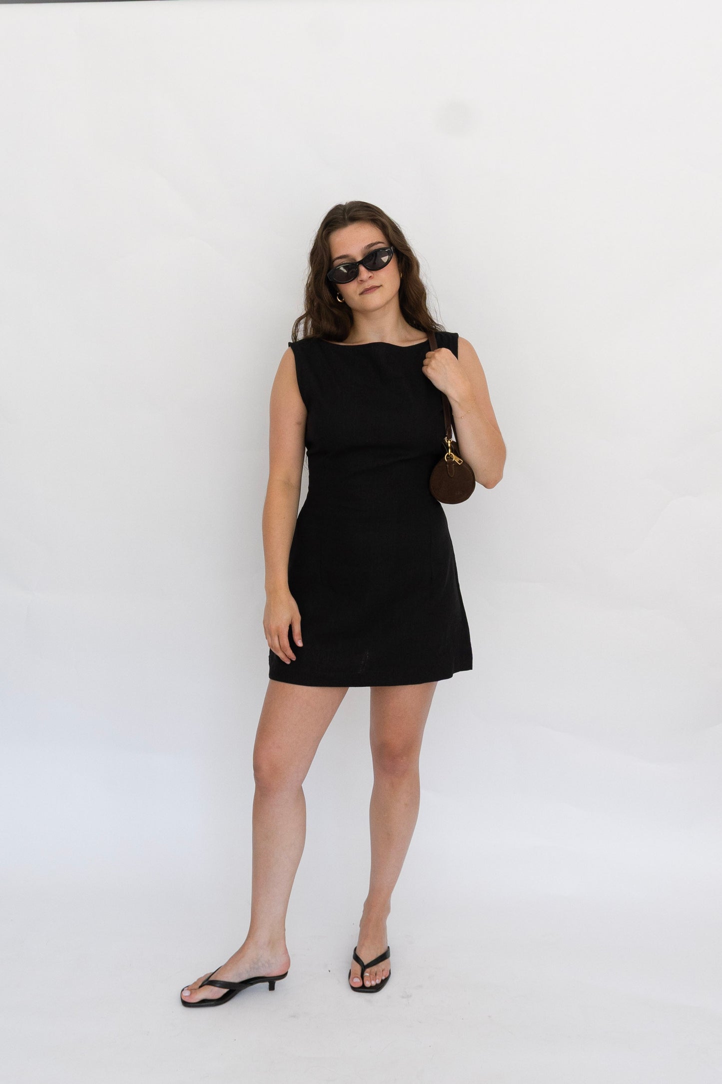 Kate Linen Mini Dress | Black