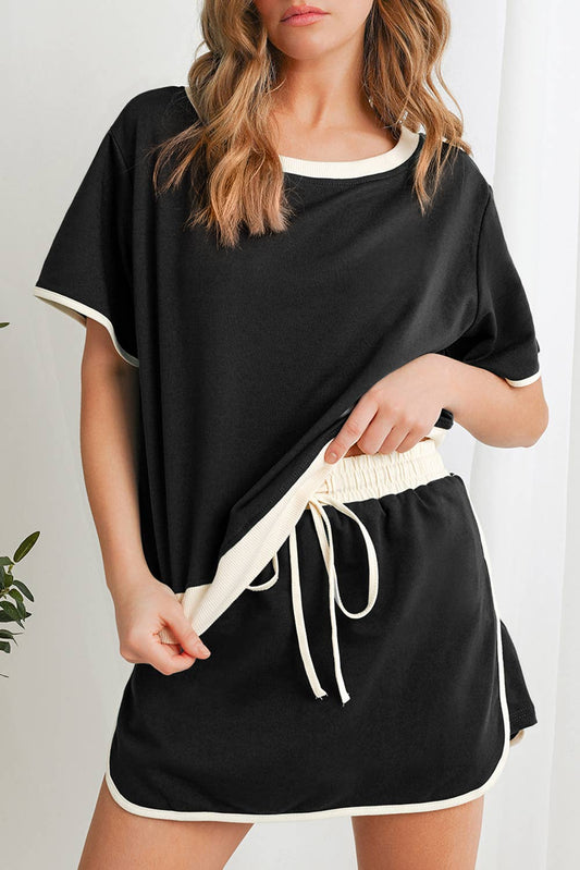 Colorblock T Shirt & Skirt Set