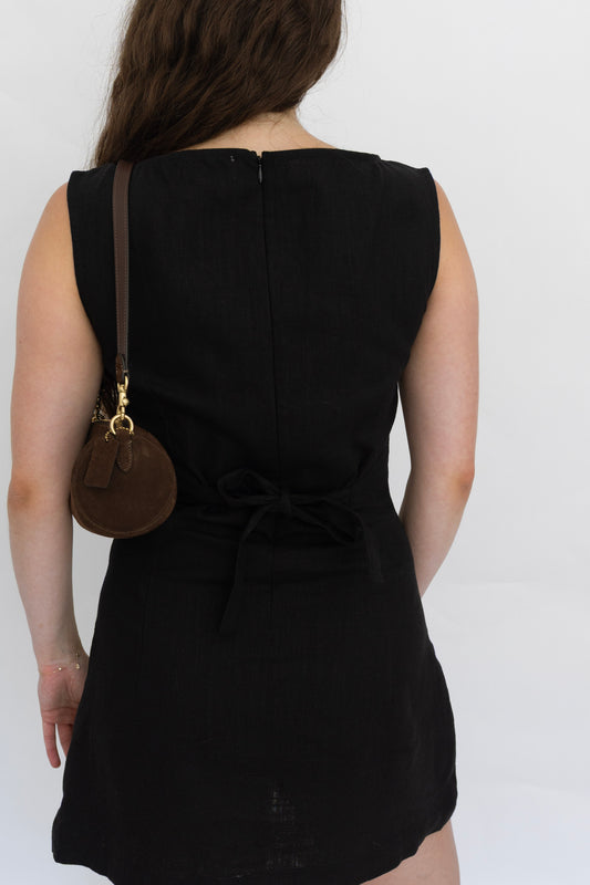 Kate Linen Mini Dress | Black