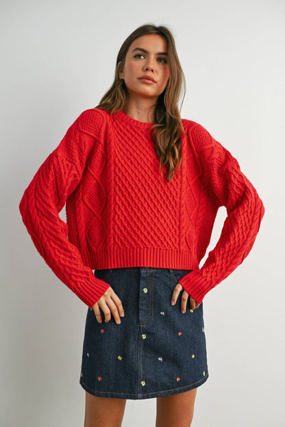Lydia Sweater | Red, Light Blue