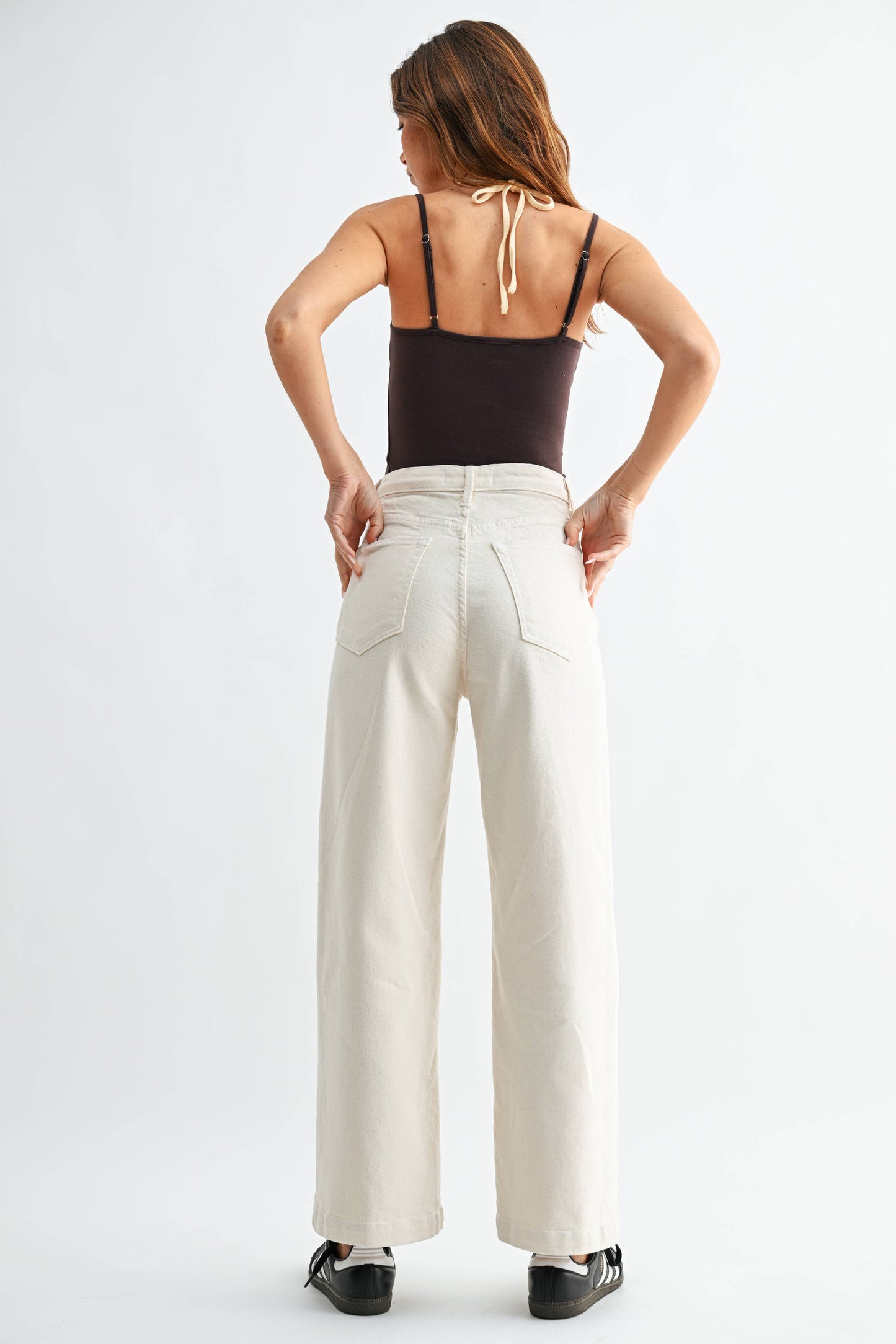 Wide Leg Sailor Jeans | Cream