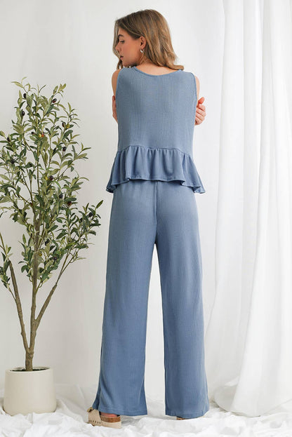Ruffle Tank Top and Pants Set