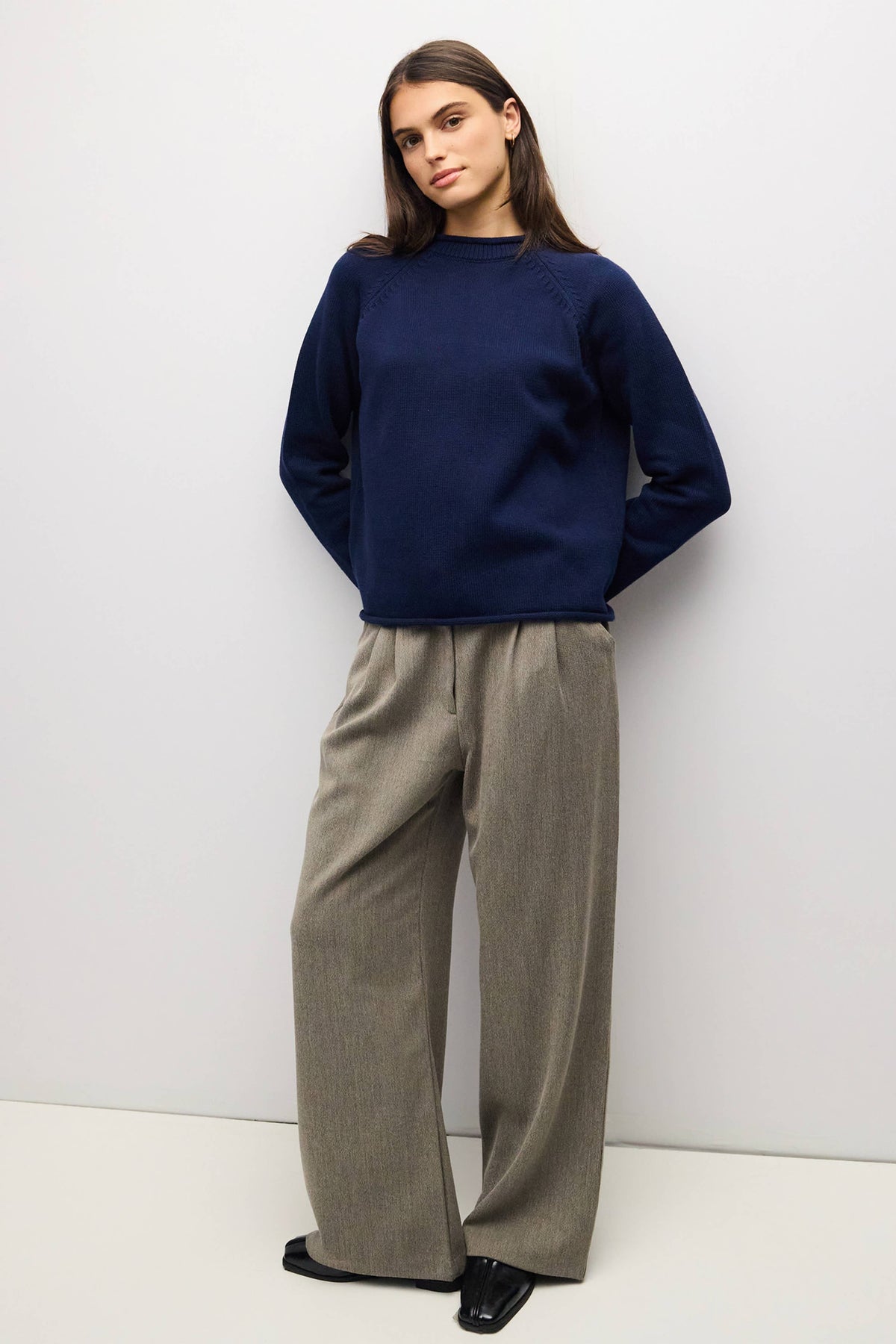 Rolled Edge Raglan Sweater | Multiple Colors