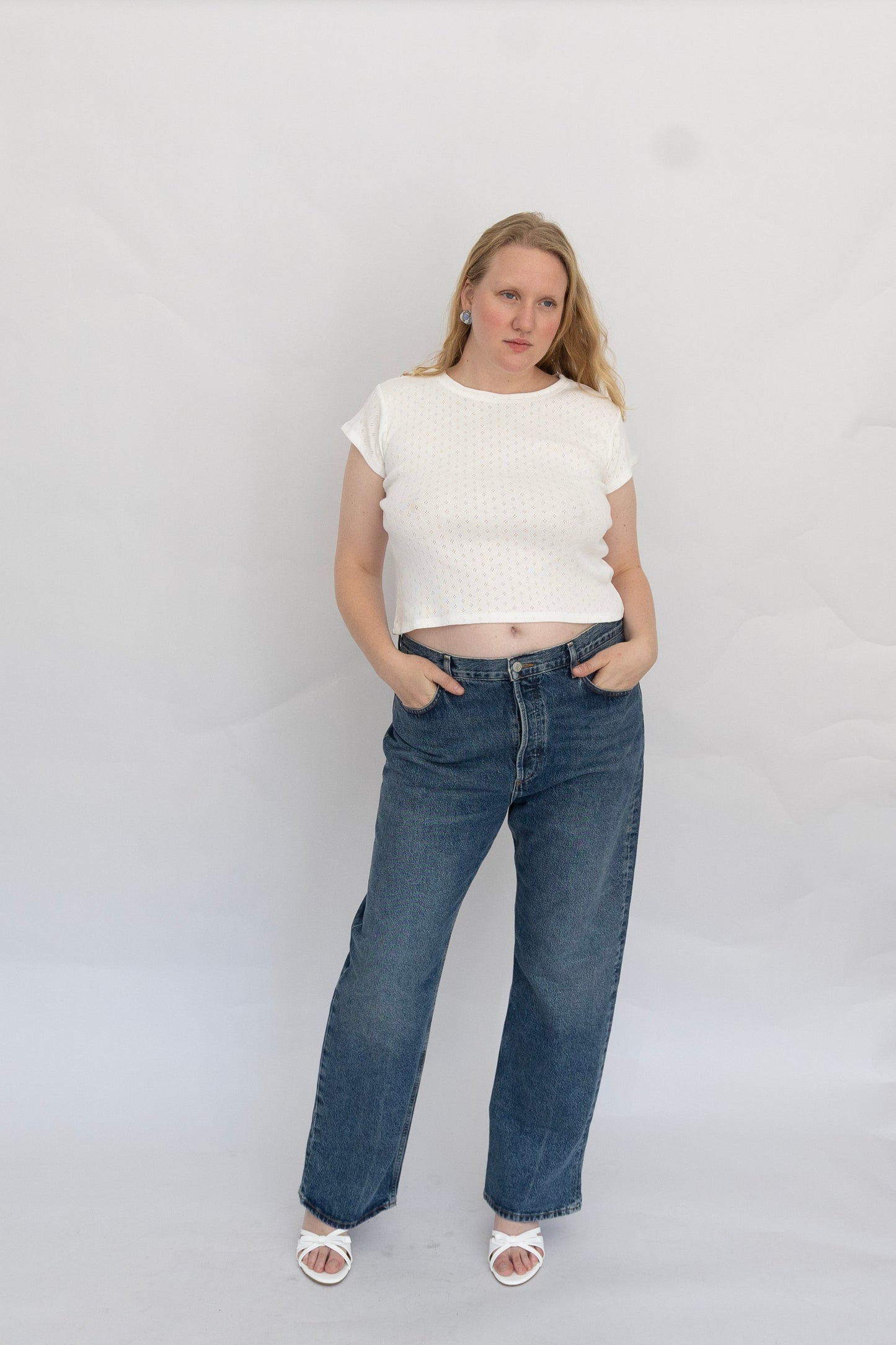 Madeline Baby Tee | White Pointelle