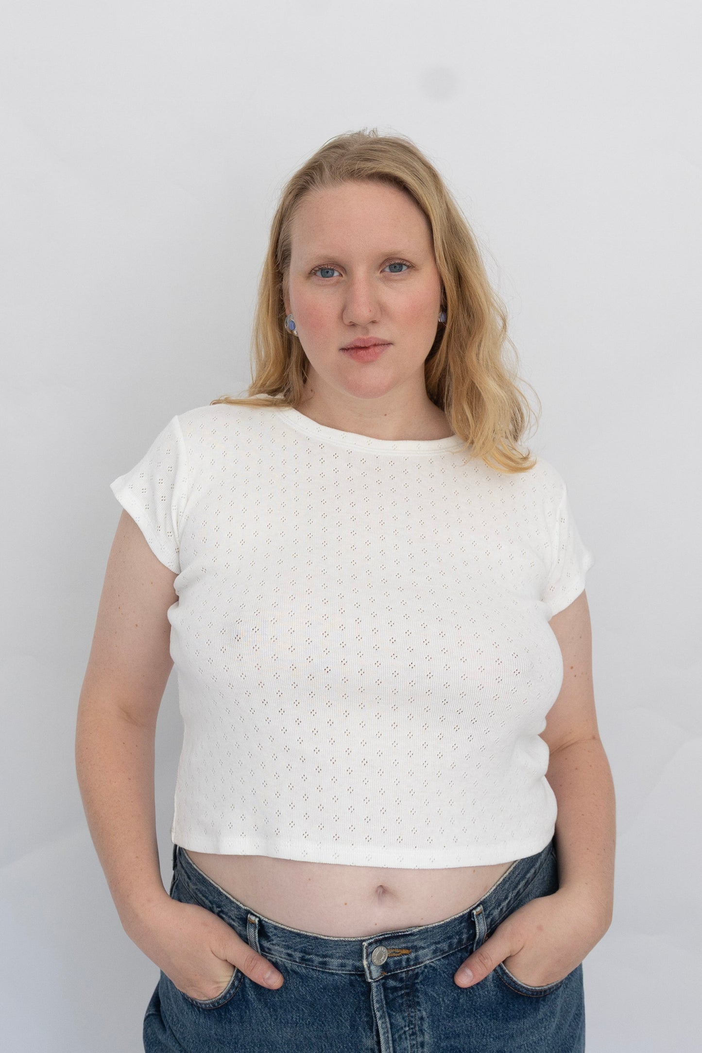 Madeline Baby Tee | White Pointelle