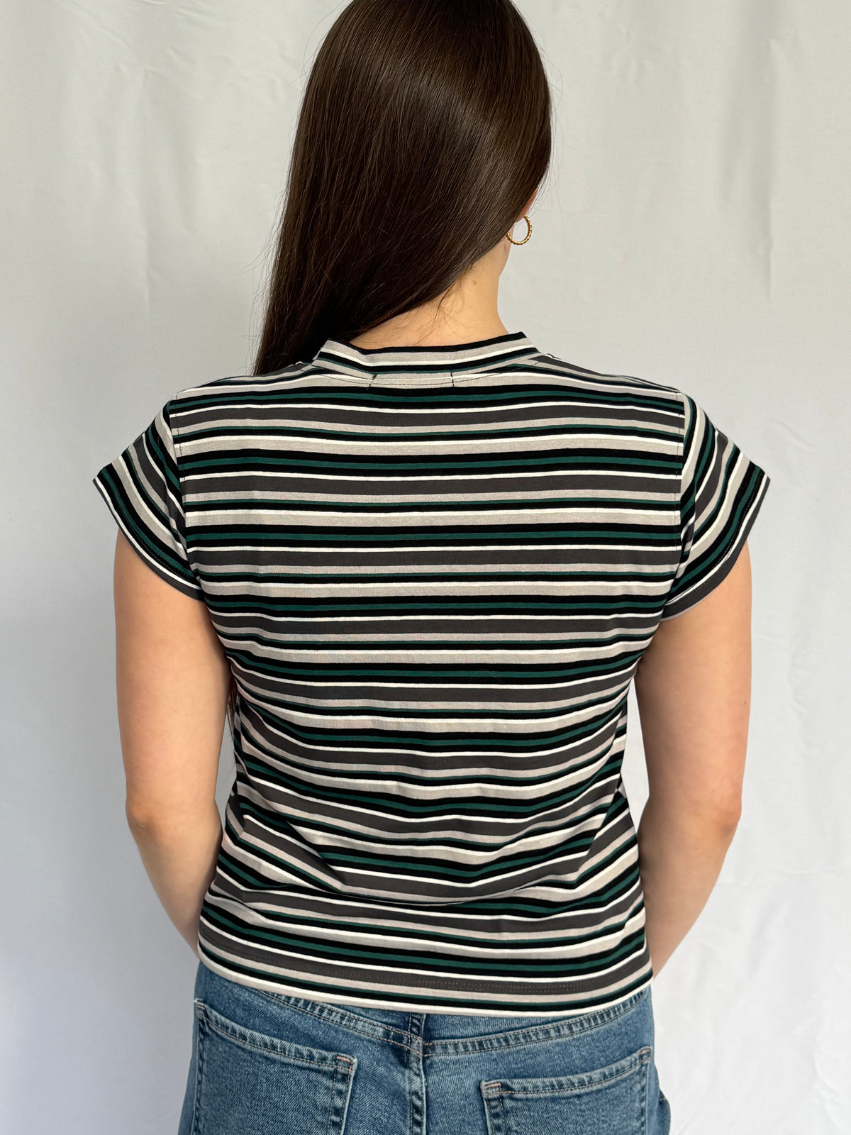 Lizz Stripe Mock Neck Tee