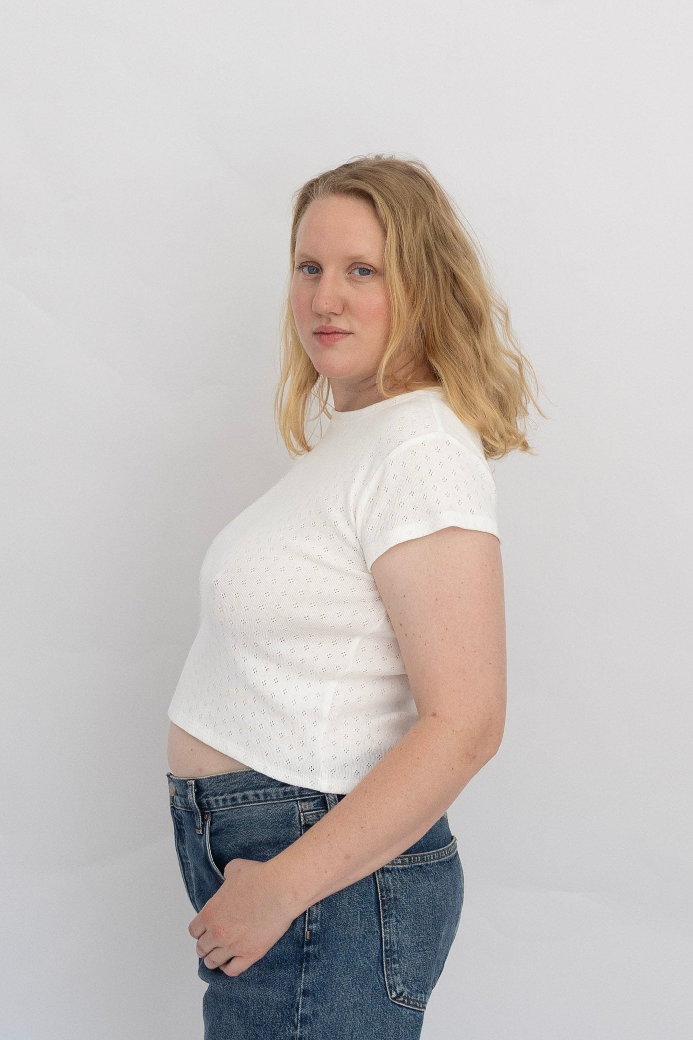 Madeline Baby Tee | White Pointelle