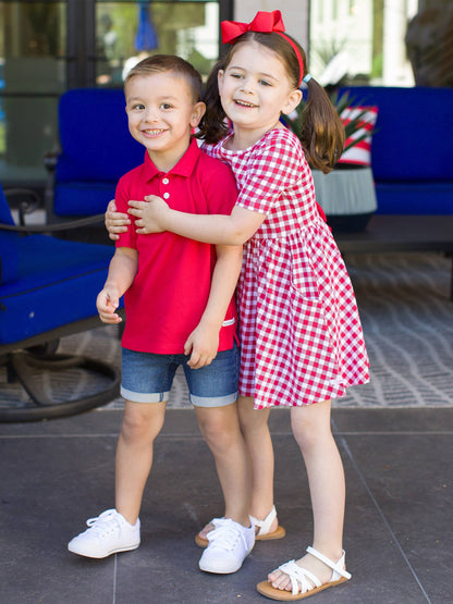 Red Gingham Twirl Dress