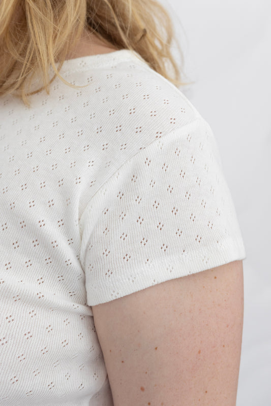 Madeline Baby Tee | White Pointelle