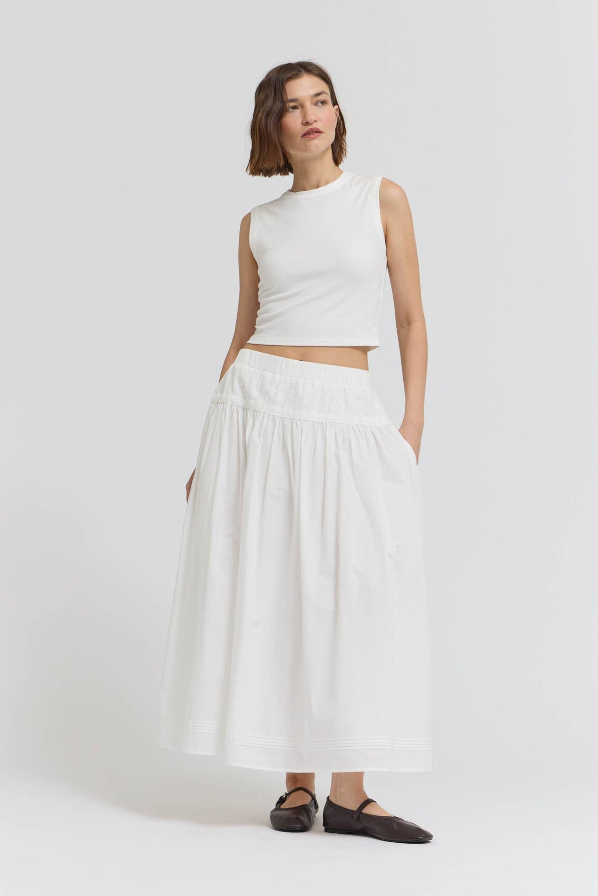 Caroline Pintuck Midi Skirt