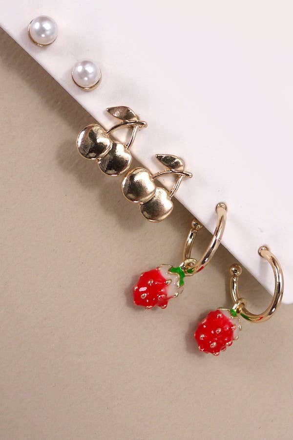 Strawberry Trio Earrings