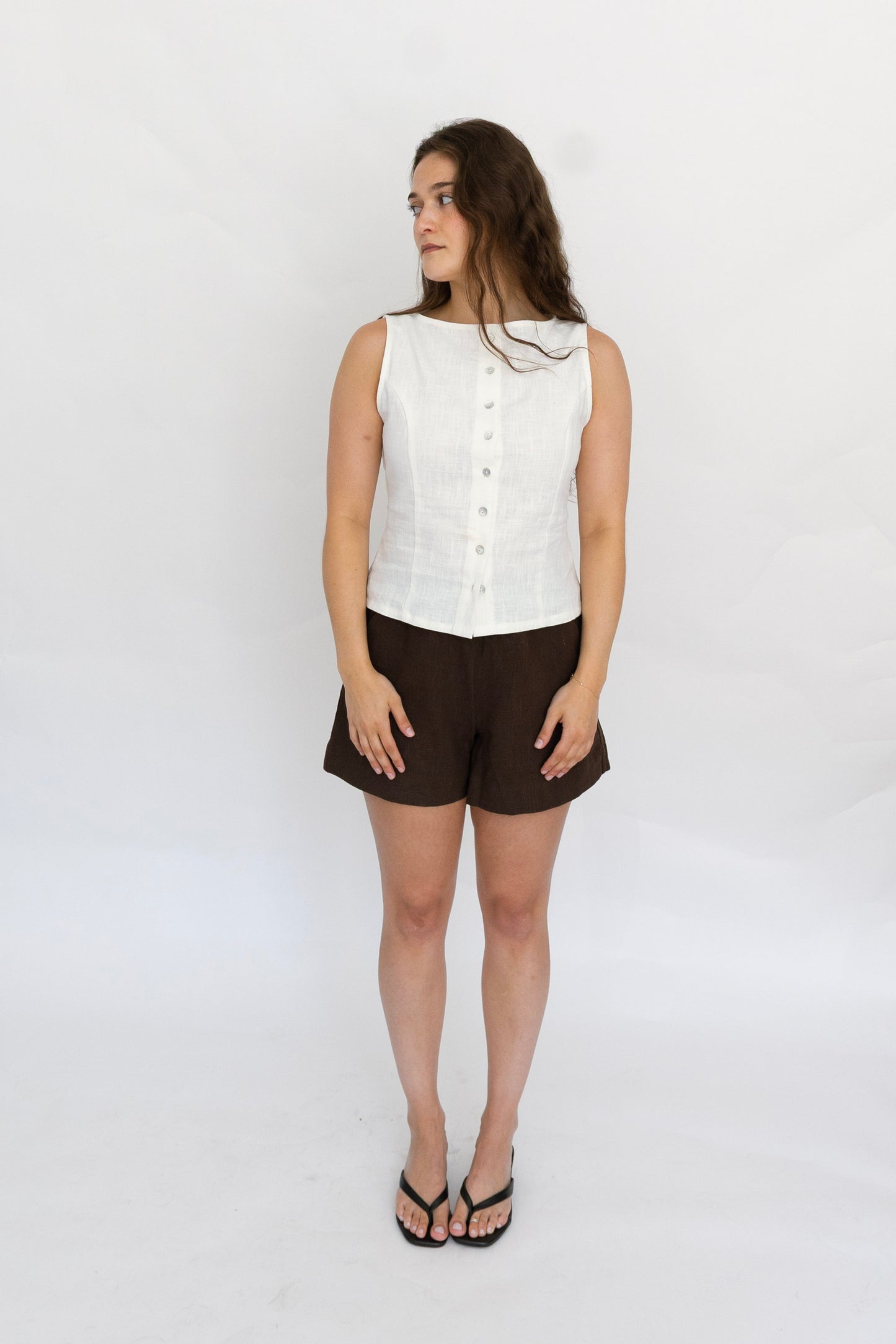 Bridgett Linen Top | White