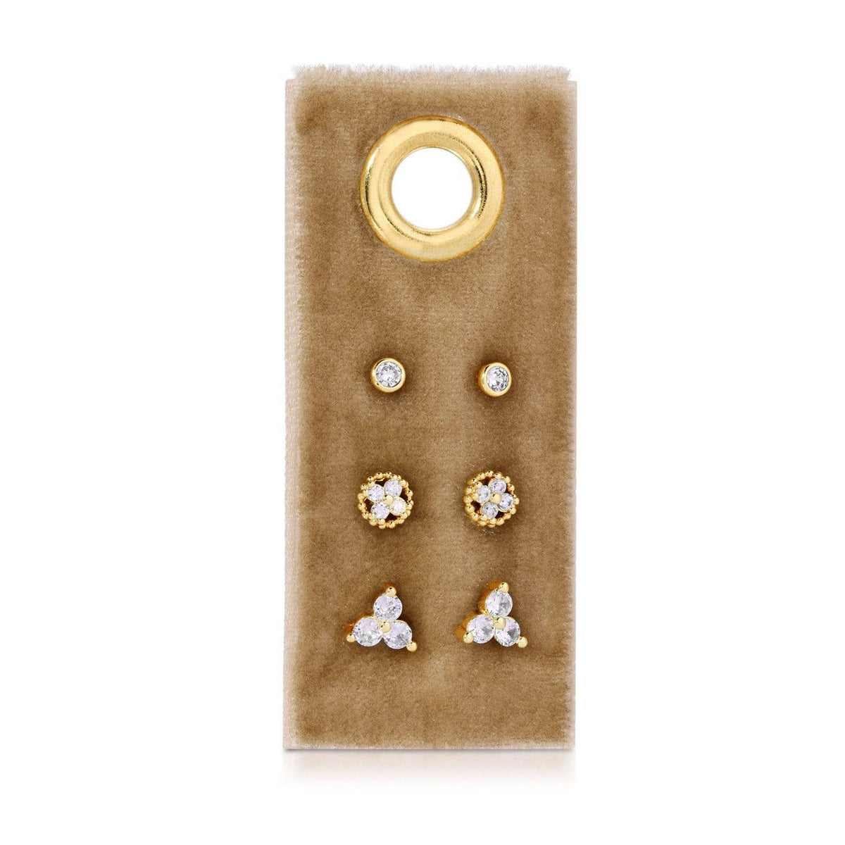 Everyday Brilliance: CZ Stud Earring Set of 3