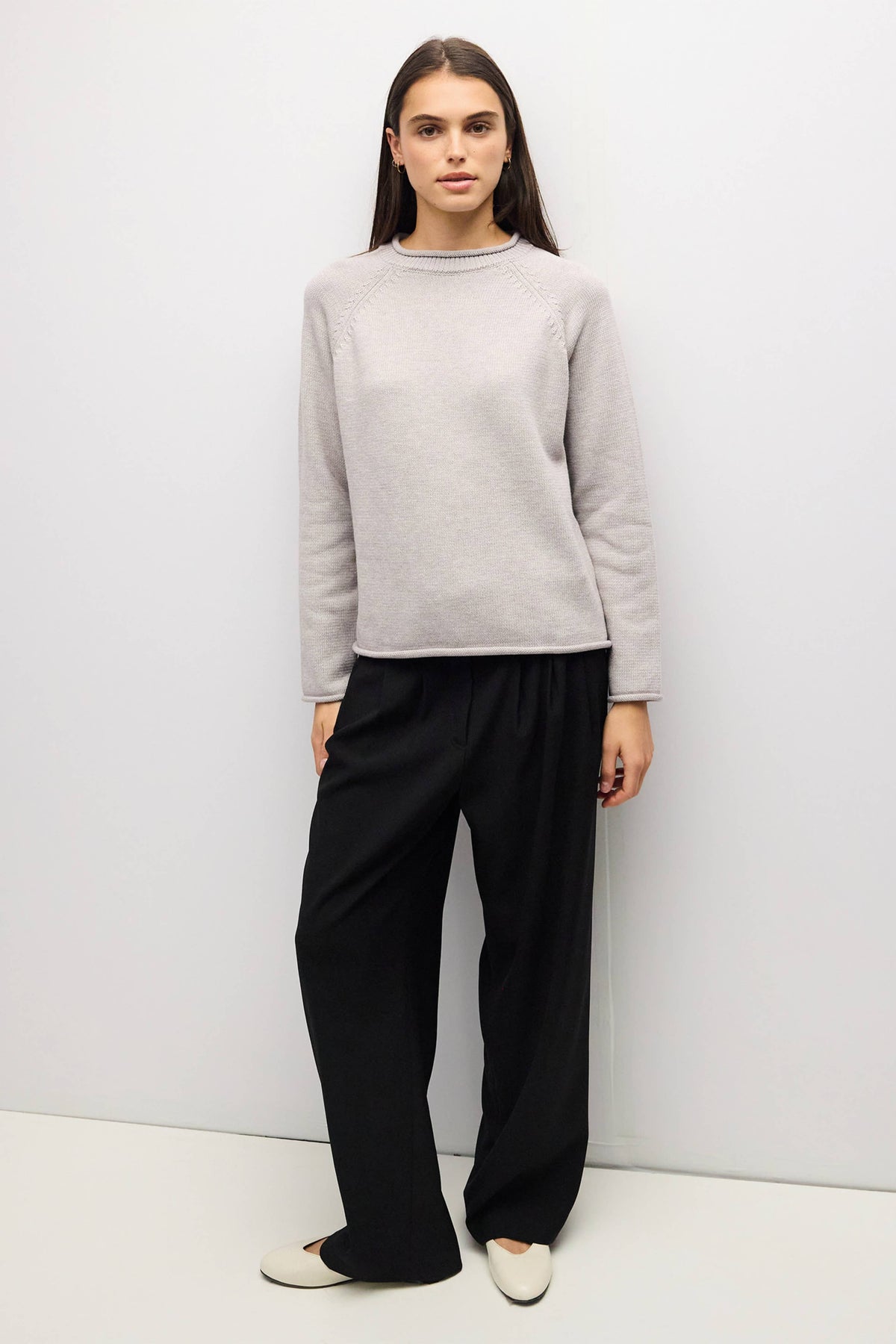 Rolled Edge Raglan Sweater | Multiple Colors