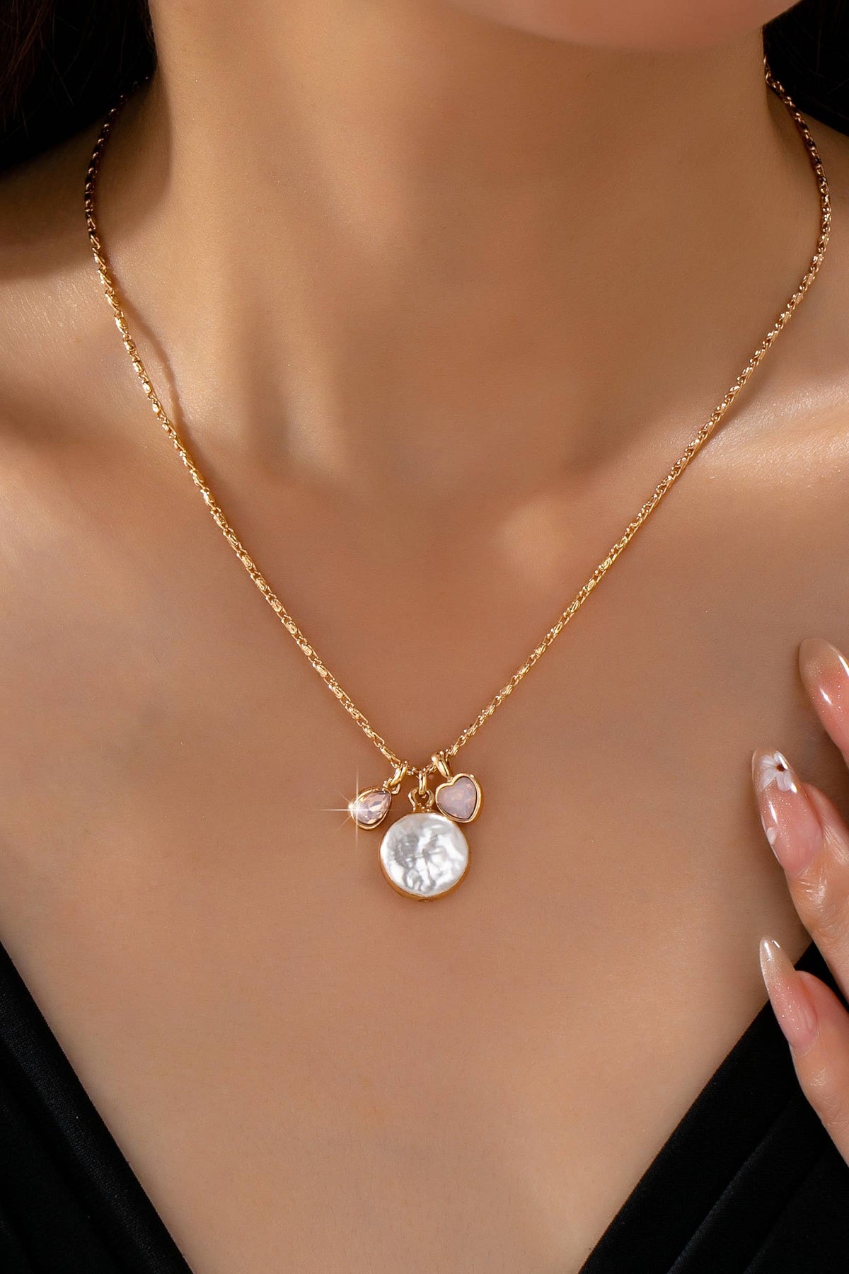 Baroque Pearl Coin Opal Necklace