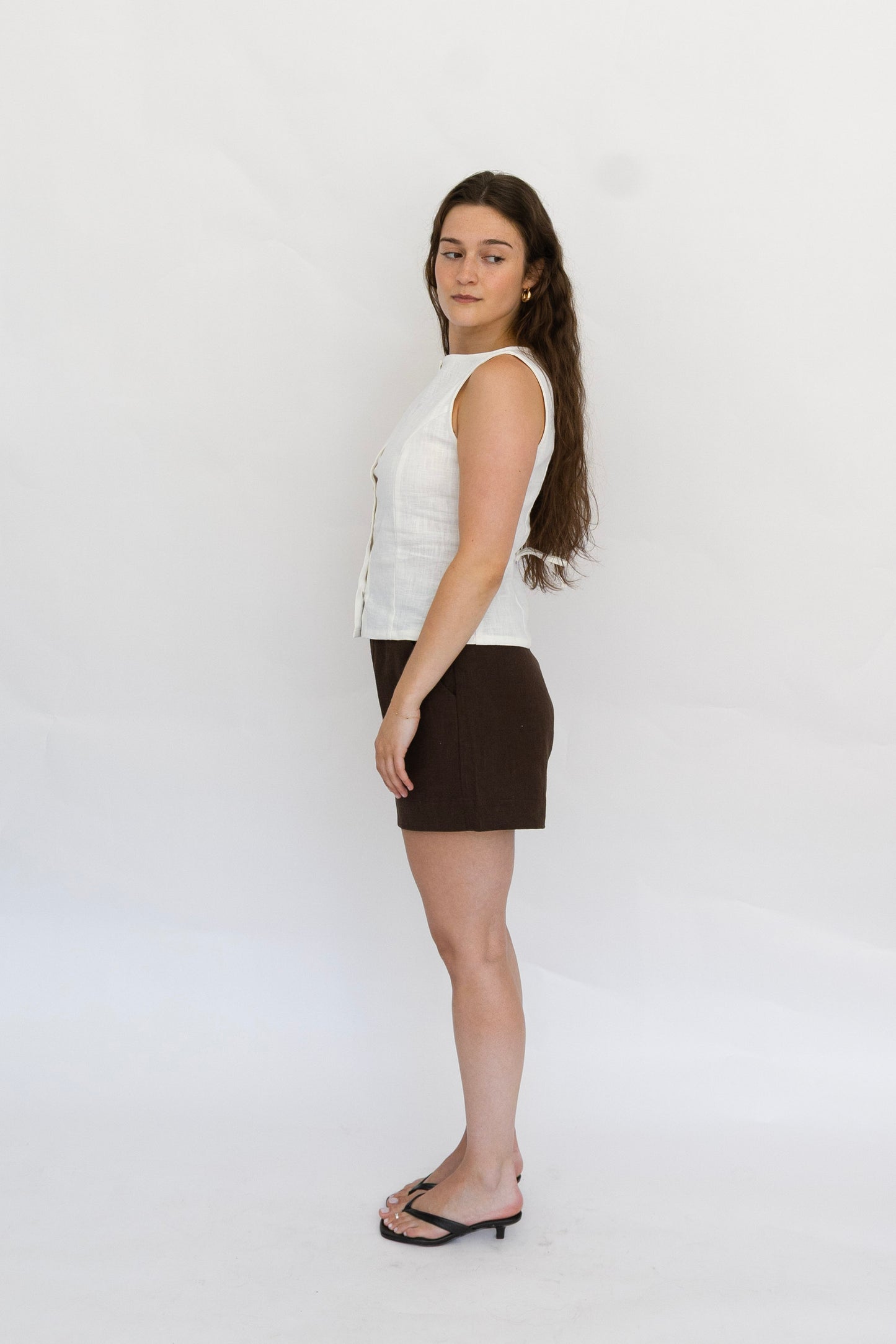 Bridgett Linen Top | White
