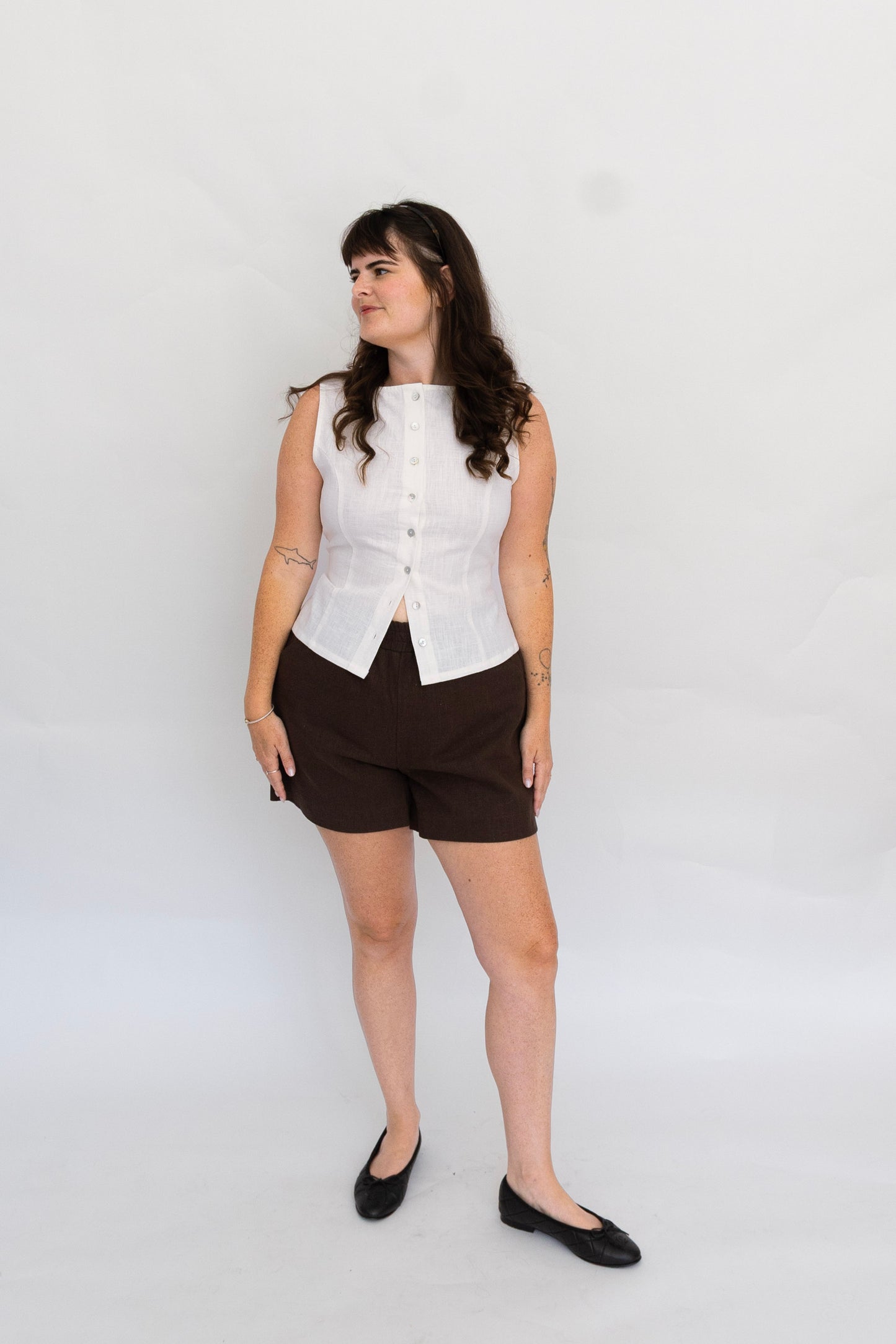 Bridgett Linen Top | White