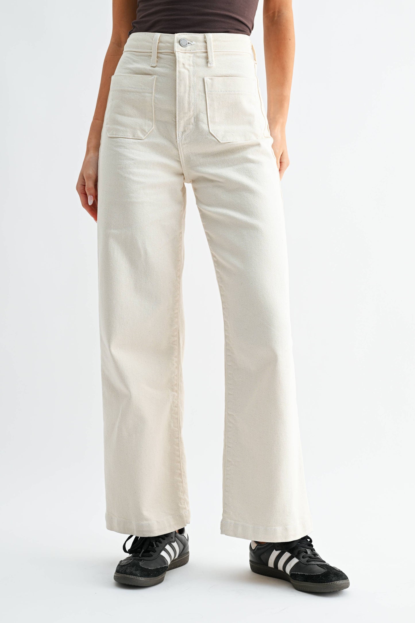 Wide Leg Sailor Jeans | Cream