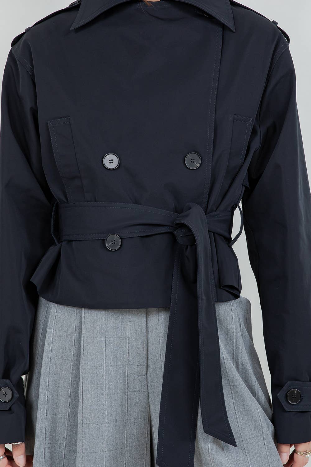 Cropped Trench Coat | Dark Navy