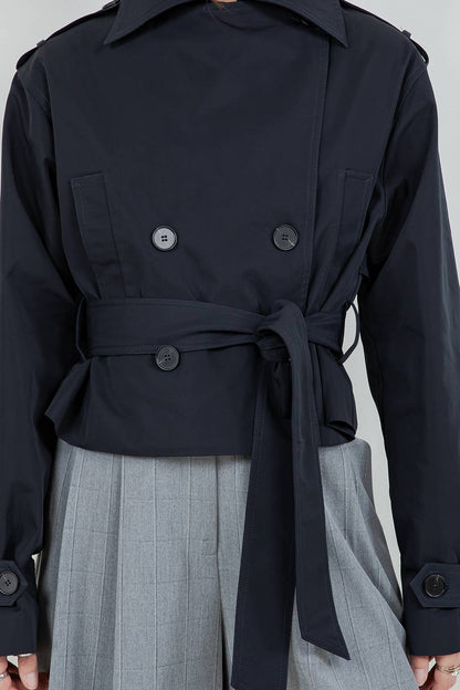 Cropped Trench Coat | Dark Navy