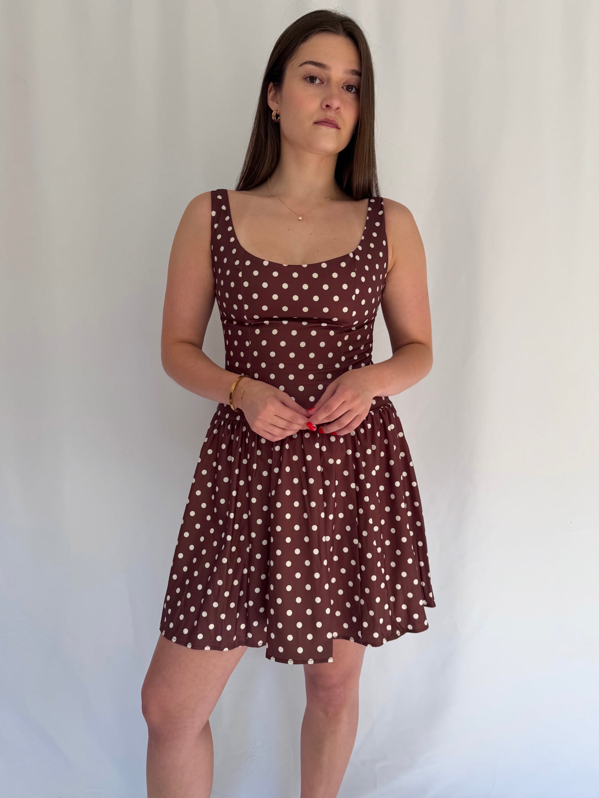 Cocoa Polka Dot Mini Dress