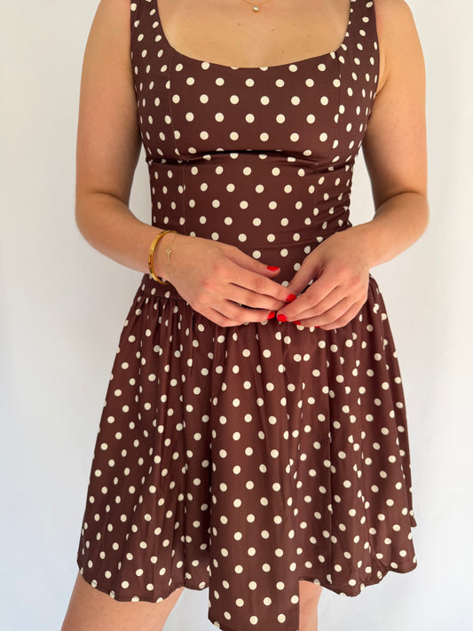 Cocoa Polka Dot Mini Dress