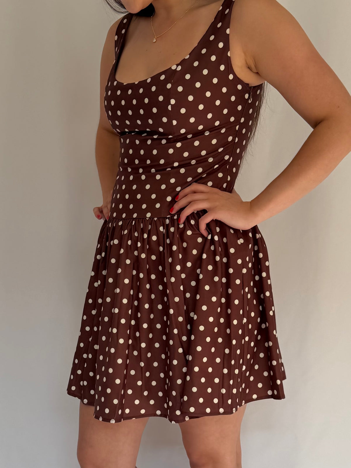 Cocoa Polka Dot Mini Dress