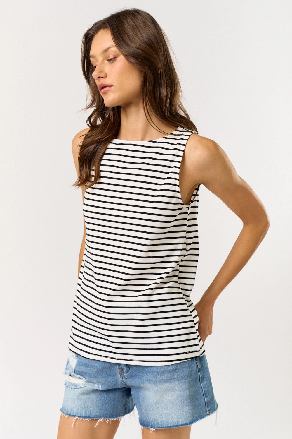 Stripe Boat Neck Tank