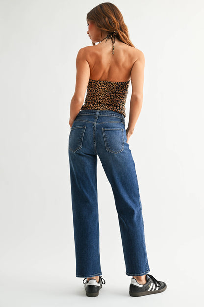 Mid Rise Slim Wide Leg Jeans