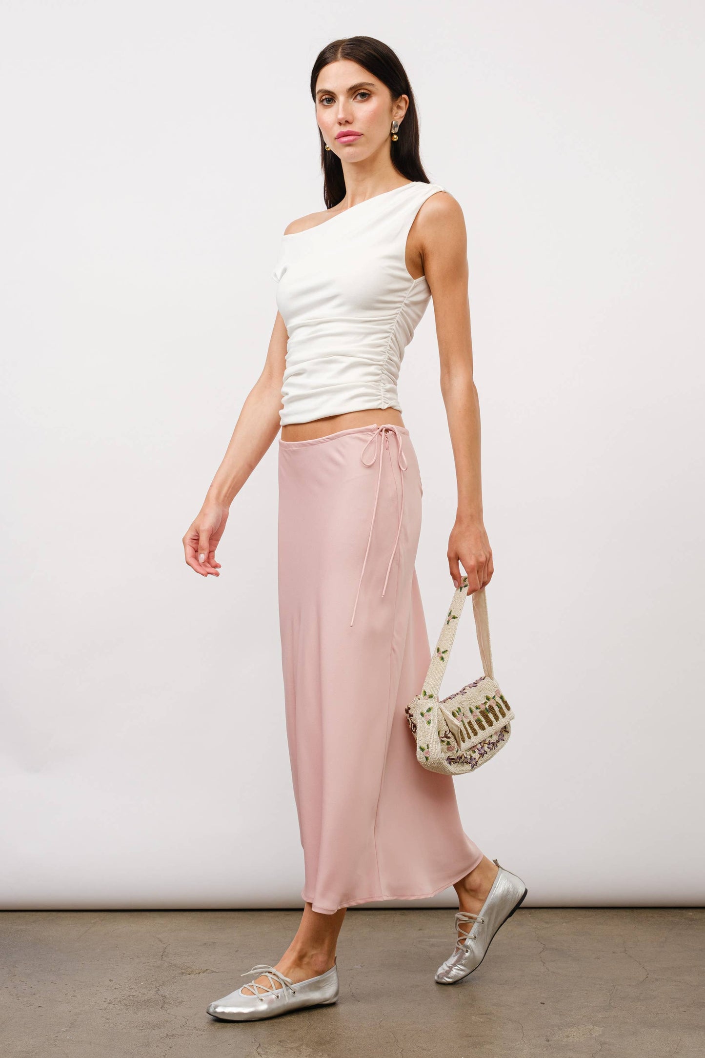 Christy Bias Midi Skirt - Pink Quartz