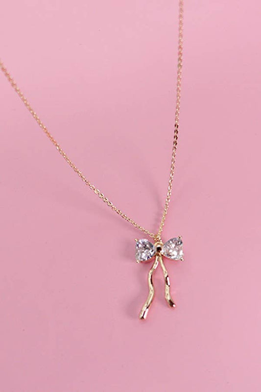 Rhinestone Bow Necklace