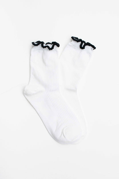 Ruffle Edge Cotton Blend Socks