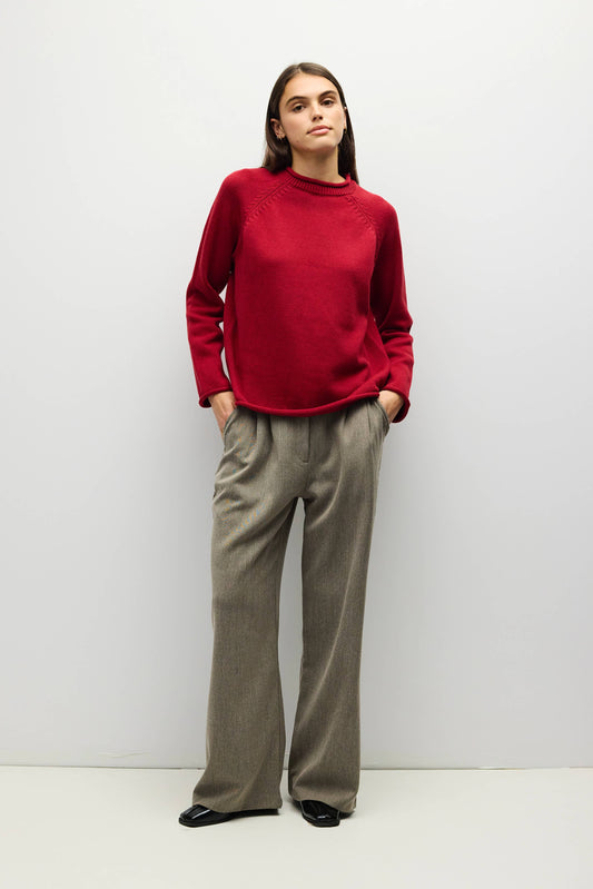 Rolled Edge Raglan Sweater | Multiple Colors