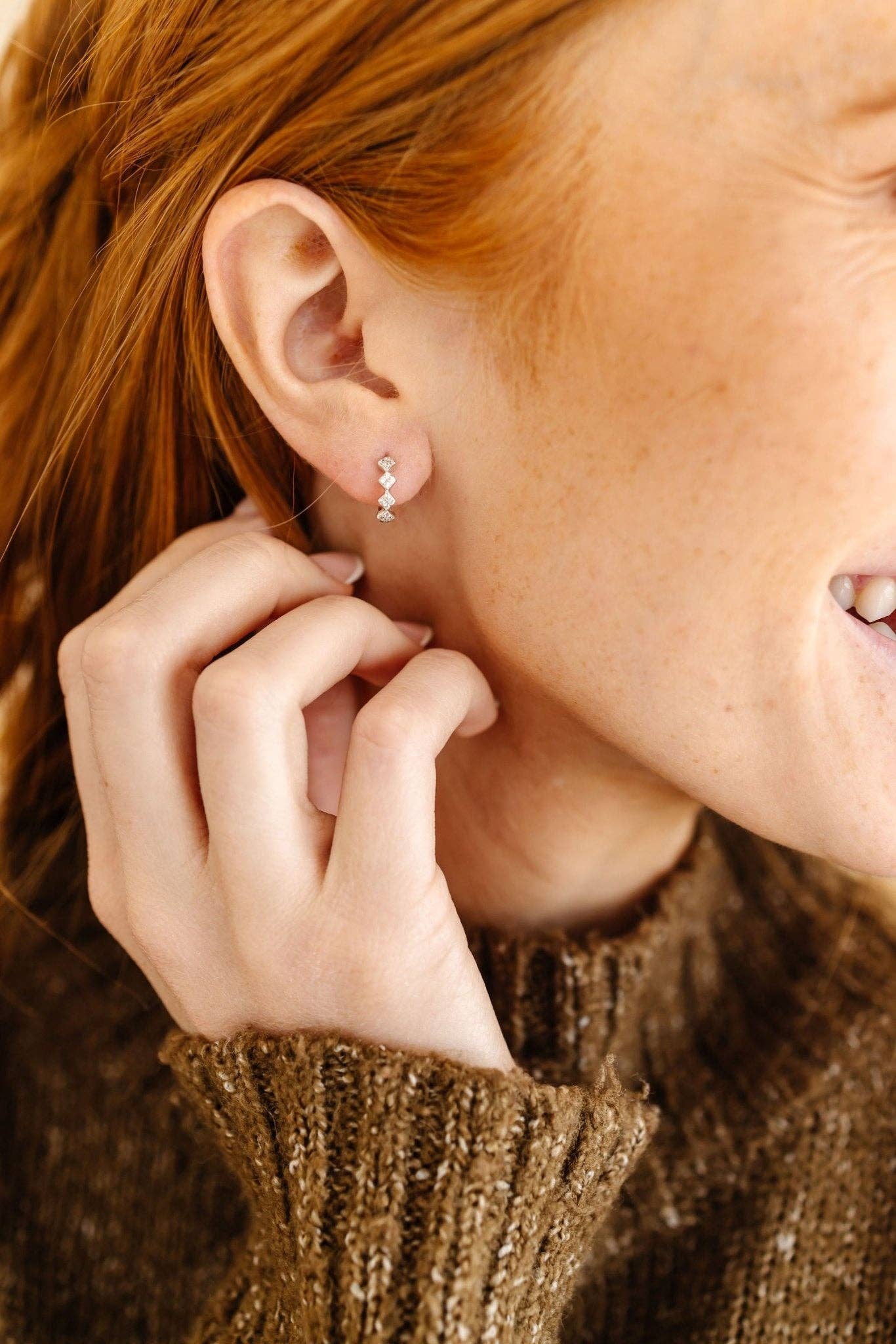 Mini Diamond Hoop Earrings