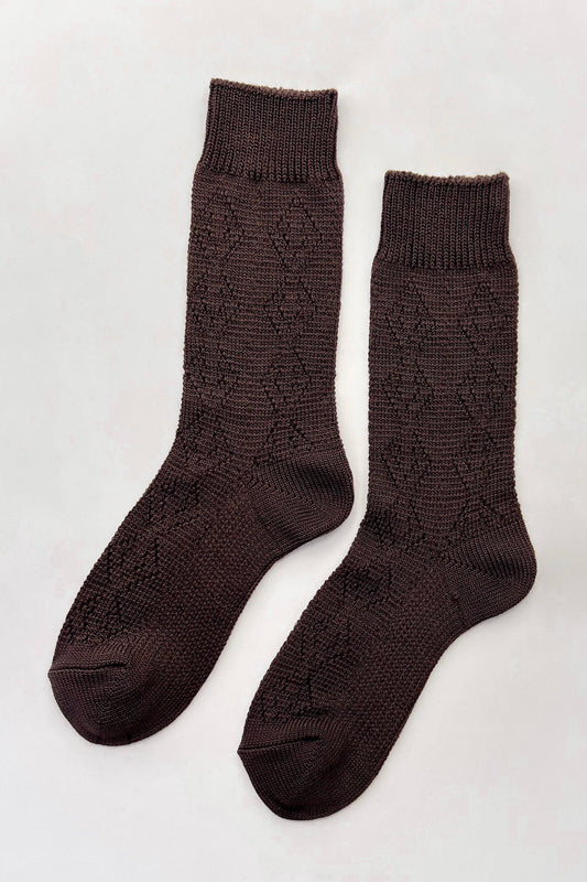 Modal Eyelet Sock | Brown