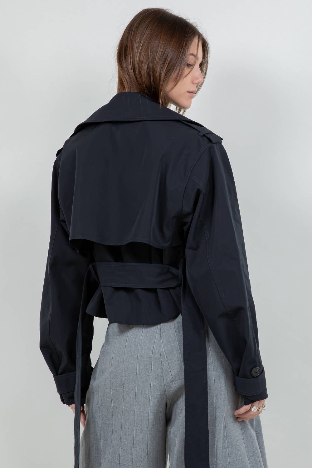 Cropped Trench Coat | Dark Navy