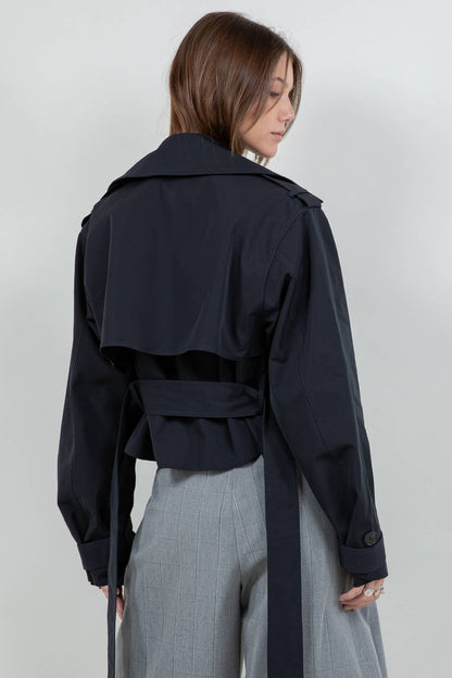 Cropped Trench Coat | Dark Navy