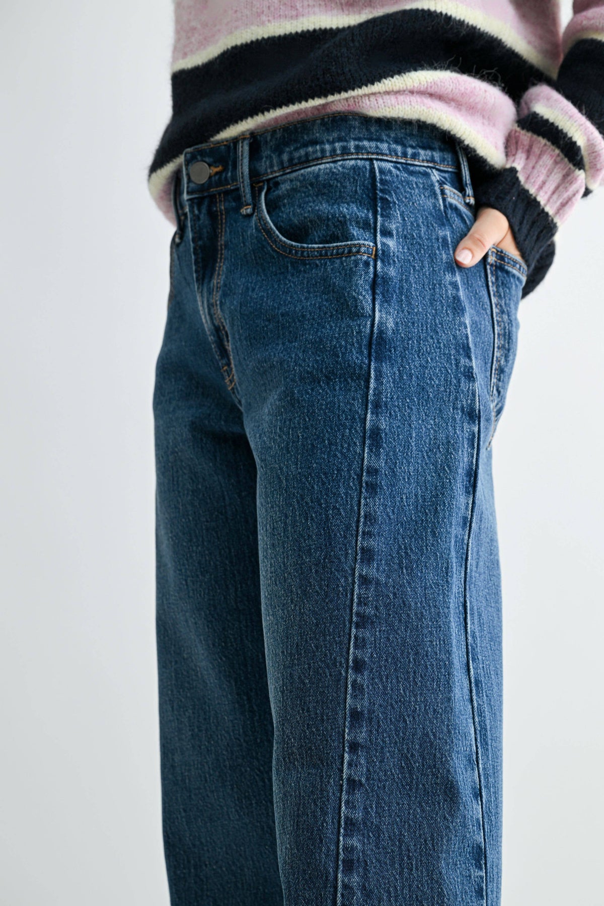 Twisted High Rise Barrel Jean | Dark Wash