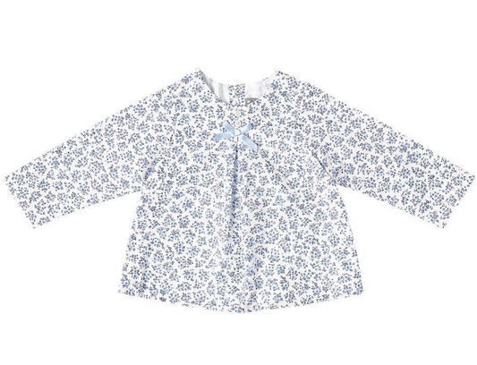 Blue Floral Long-Sleeve Blouse