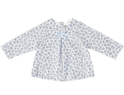 Blue Floral Long-Sleeve Blouse