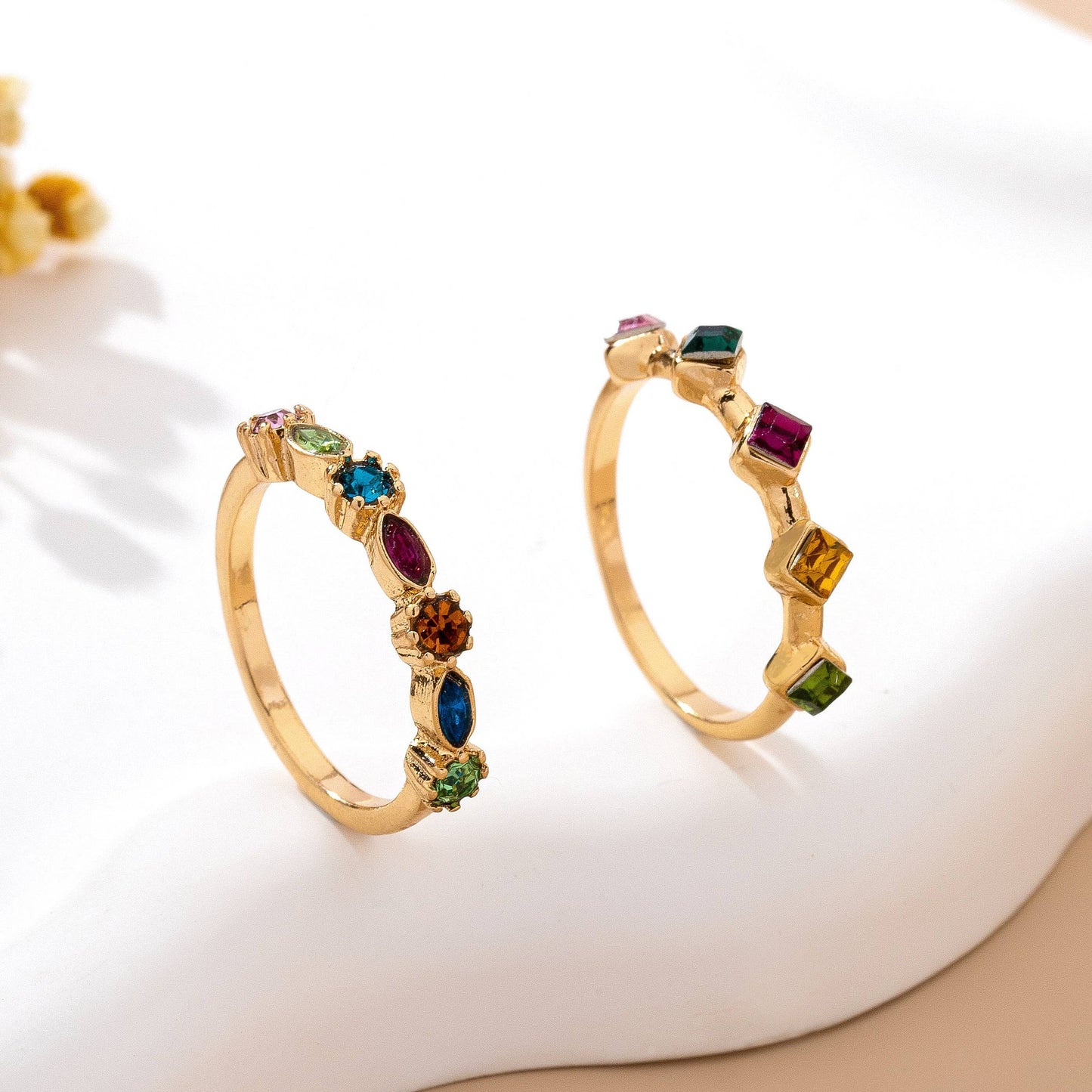 Gemstone Cluster Ring Set