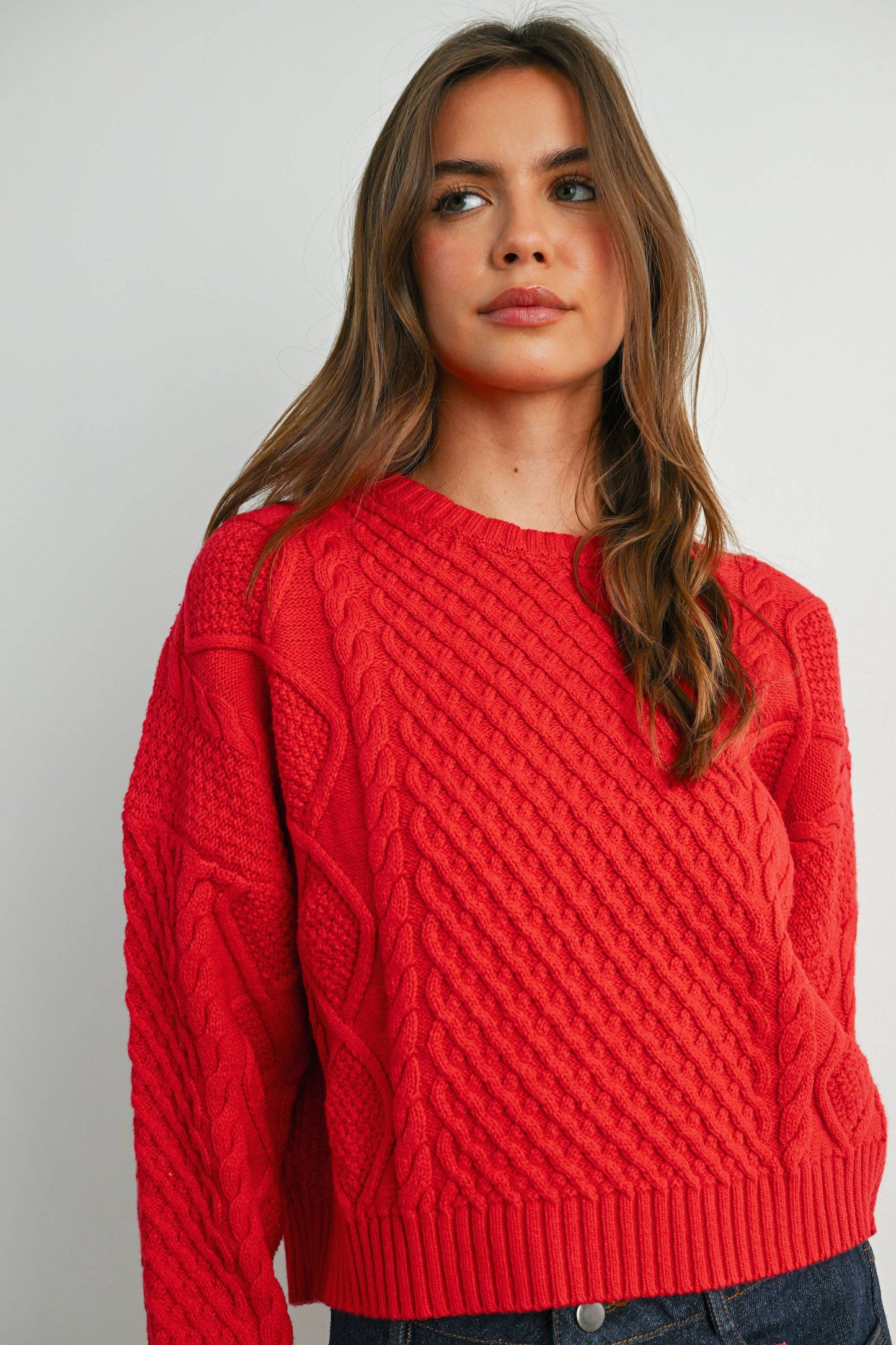 Lydia Sweater | Red, Light Blue